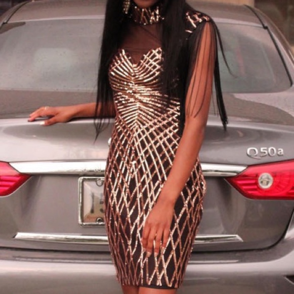 Rose Gold Sequin Mini Dress (WORN ONCE)